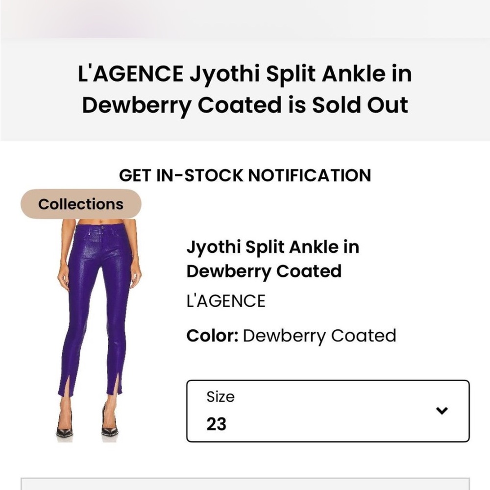 L'AGENCE Jyothi Split Ankle Coated Pants in Dewberry
